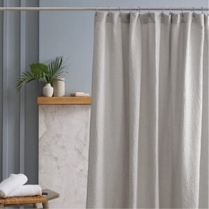 NWT Quince Organic Luxe Waffle Shower Curtain in Grey
